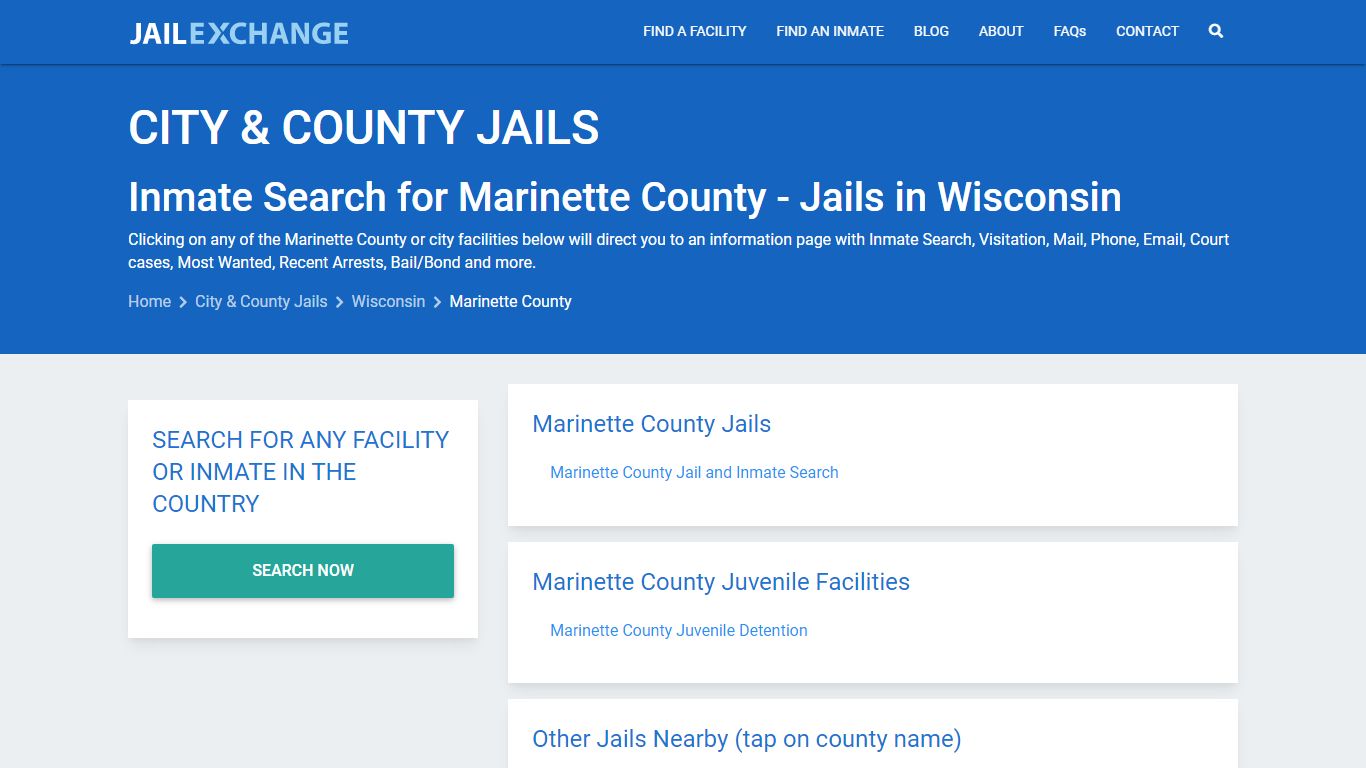 Inmate Search for Marinette County | Jails in Wisconsin - Jail Exchange